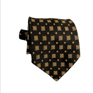 Polo Ralph Lauren Bronze Geometric Herringnone Silk Hand Made Tie USA